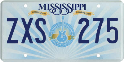 MS license plate ZXS275