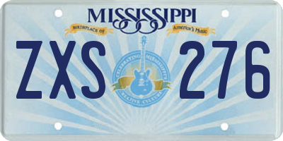 MS license plate ZXS276