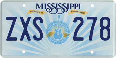 MS license plate ZXS278