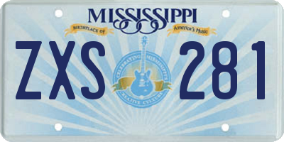 MS license plate ZXS281