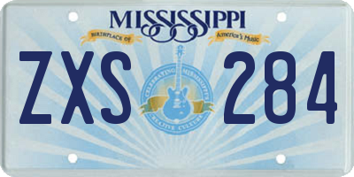 MS license plate ZXS284
