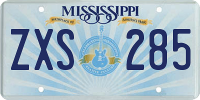MS license plate ZXS285