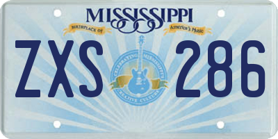 MS license plate ZXS286