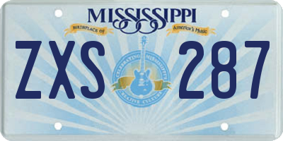 MS license plate ZXS287