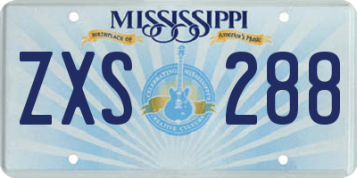 MS license plate ZXS288