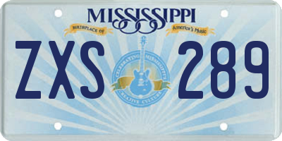 MS license plate ZXS289