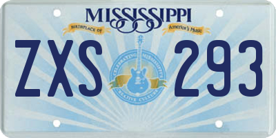 MS license plate ZXS293