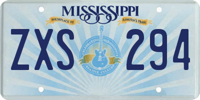 MS license plate ZXS294
