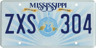 MS license plate ZXS304