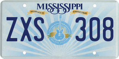MS license plate ZXS308