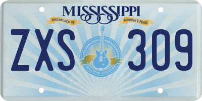 MS license plate ZXS309