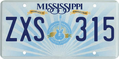 MS license plate ZXS315