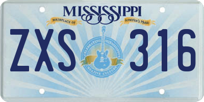 MS license plate ZXS316