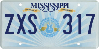 MS license plate ZXS317