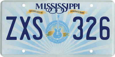 MS license plate ZXS326