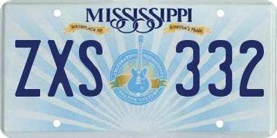 MS license plate ZXS332