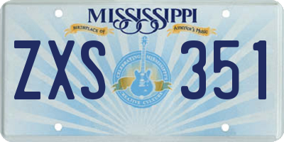 MS license plate ZXS351