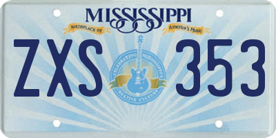 MS license plate ZXS353
