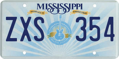 MS license plate ZXS354