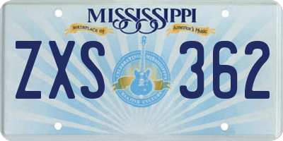 MS license plate ZXS362