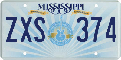 MS license plate ZXS374