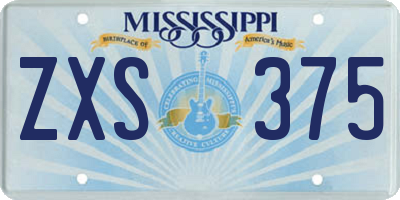 MS license plate ZXS375