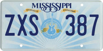 MS license plate ZXS387