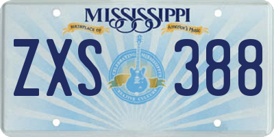 MS license plate ZXS388