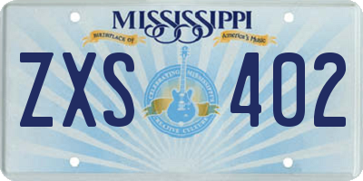 MS license plate ZXS402
