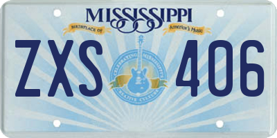 MS license plate ZXS406