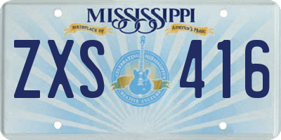 MS license plate ZXS416