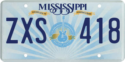 MS license plate ZXS418