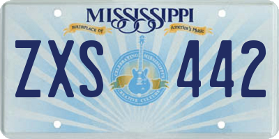 MS license plate ZXS442