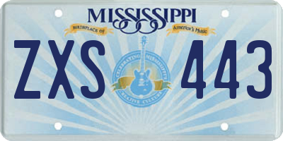 MS license plate ZXS443