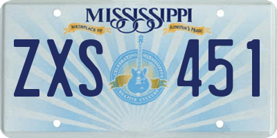 MS license plate ZXS451