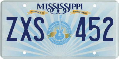 MS license plate ZXS452