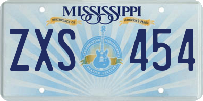 MS license plate ZXS454