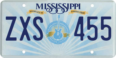 MS license plate ZXS455