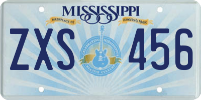 MS license plate ZXS456