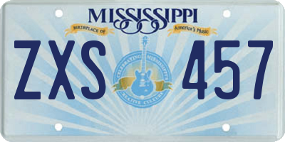 MS license plate ZXS457