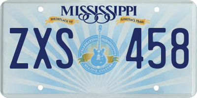 MS license plate ZXS458