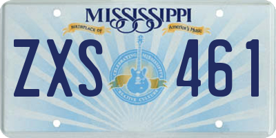 MS license plate ZXS461
