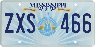 MS license plate ZXS466