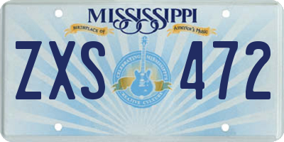 MS license plate ZXS472
