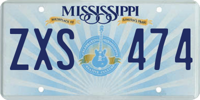 MS license plate ZXS474