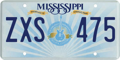 MS license plate ZXS475