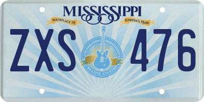 MS license plate ZXS476