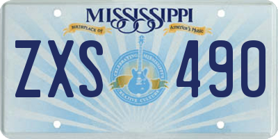 MS license plate ZXS490