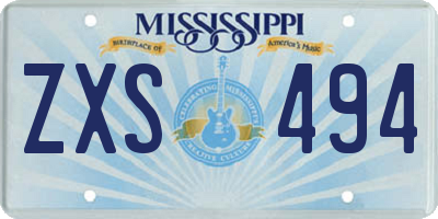 MS license plate ZXS494