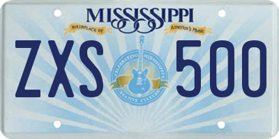 MS license plate ZXS500